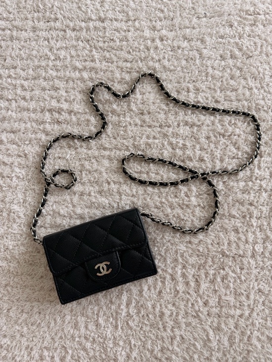 CHANEL Handbags - CHANEL Black Quilted Mini Wallet-on-Chain with Silver Hardware
